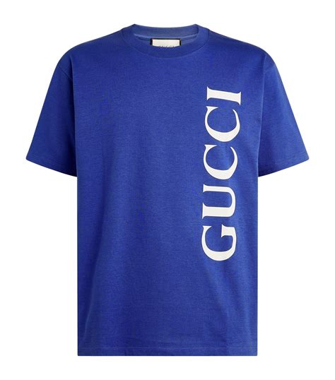 gucci blue yellow logo men t shirt|gucci graphic t shirt.